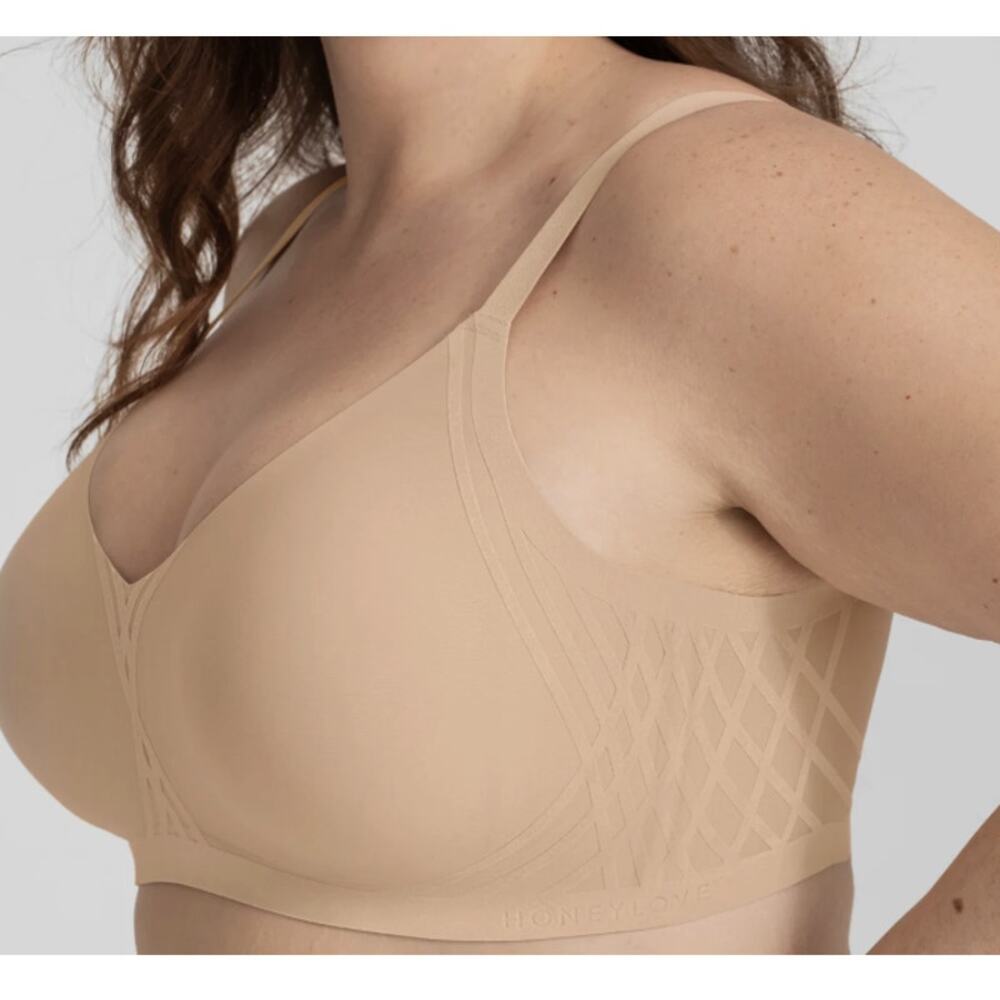 Honeylove Liftwear Silhouette Wireless Bra 1X Sand Nude Tan NEW